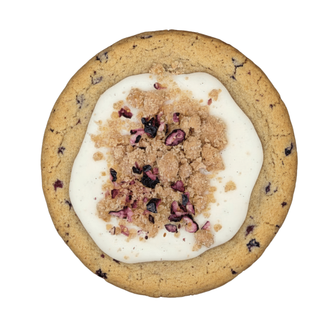 Blueberry Crumble Gluten Free | Summer Picnic Collection A soft, gluten-free vanilla-cinnamon cookie topped with jammy blueberry compote, silky vanilla glaze, and buttery cobbler crumble.