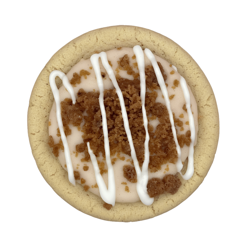 Gluten Free Cinnamon Toasted - Snack Shop Collection Gluten-free brown butter cinnamon cookie filled with a brown sugar swirl, topped with vanilla glaze and cinnamon crunch streusel.