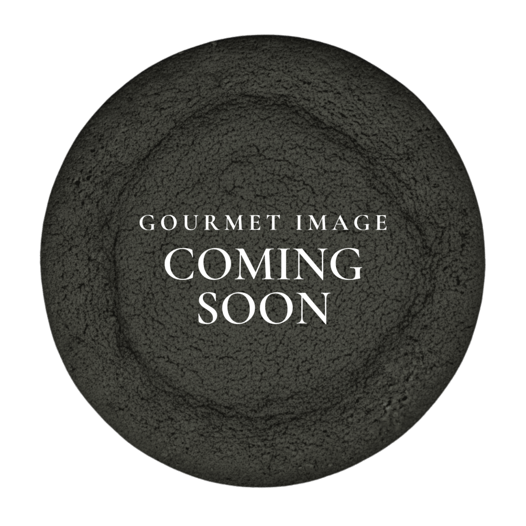 A dark chocolate cookie base serving as a placeholder for a new gourmet flavor, with the text 'Gourmet Image Coming Soon' overlaid.
