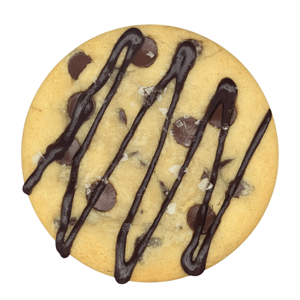 Signature Chocolate Chip Cookie A classic gluten-free chocolate chip cookie drizzled with dark chocolate and finished with a sprinkle of flaky sea salt.